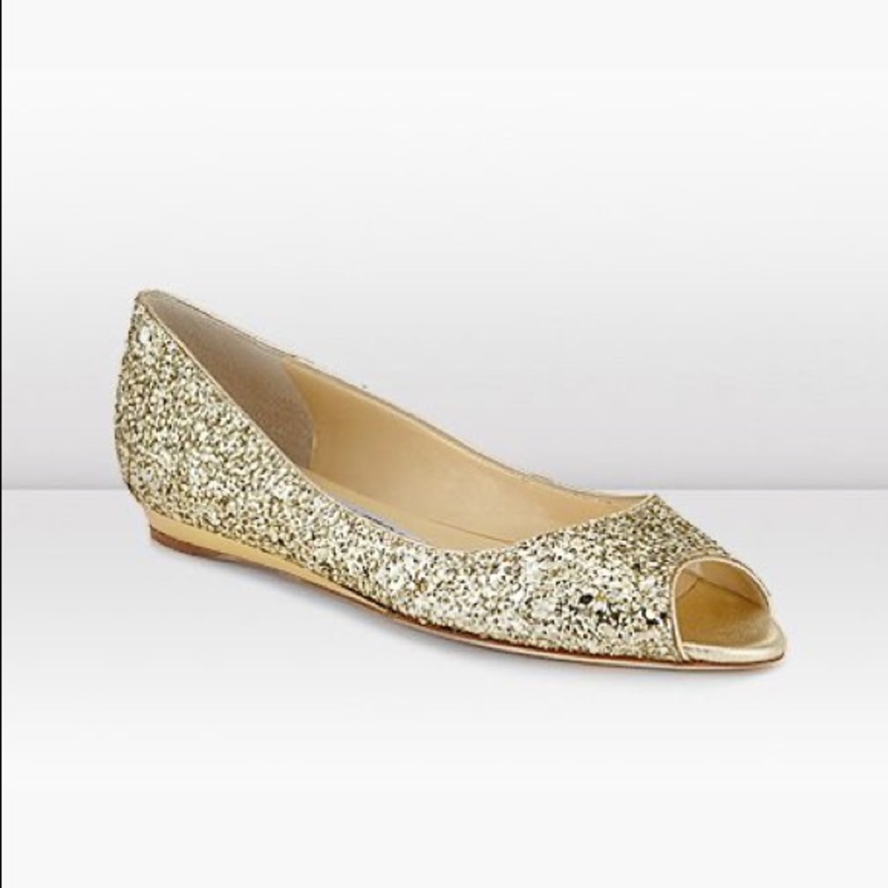 Jimmy Choo Coarse Glitter Fabric Flats